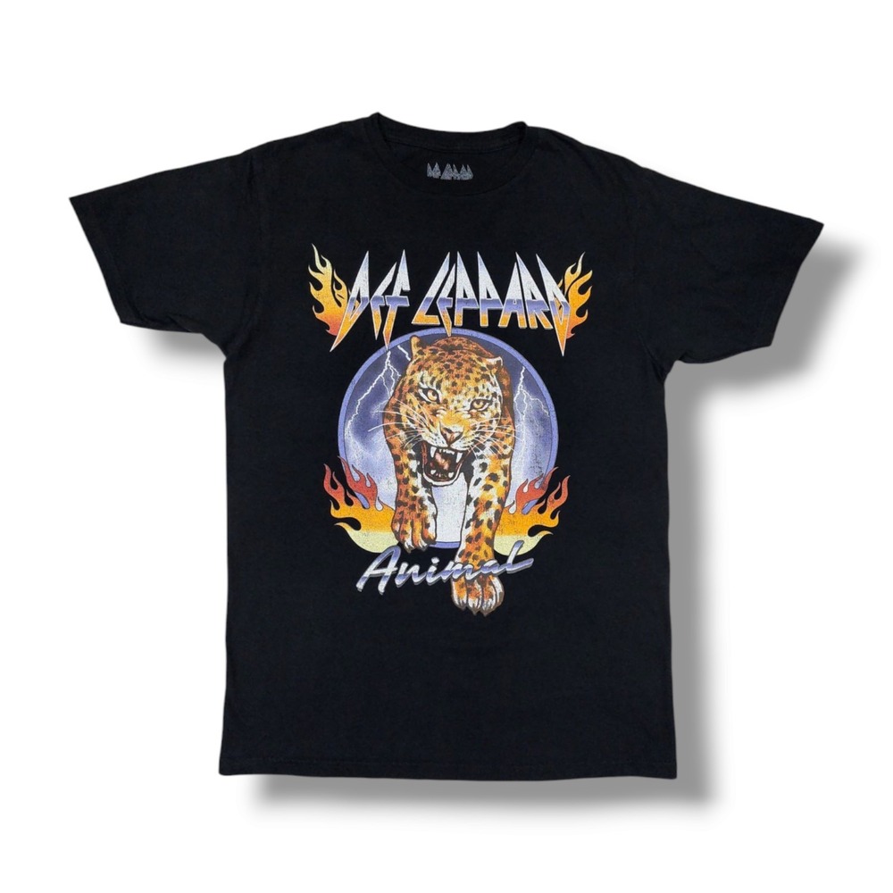 Def Leppard Animal Black Cotton Short Sleeve Band‎ Graphic T-Shirt Size Medium